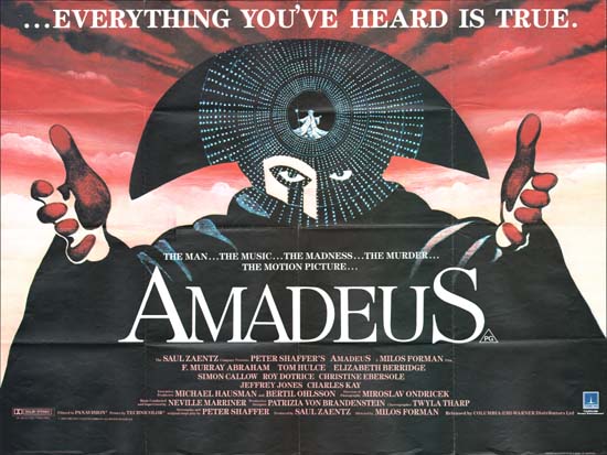Amadeus UK Quad pre-Oscar movie poster