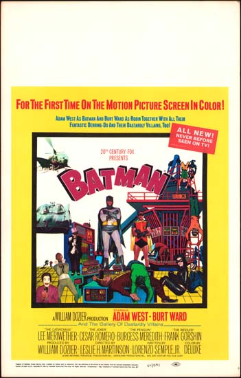 Batman The Movie US Window Card movie poster