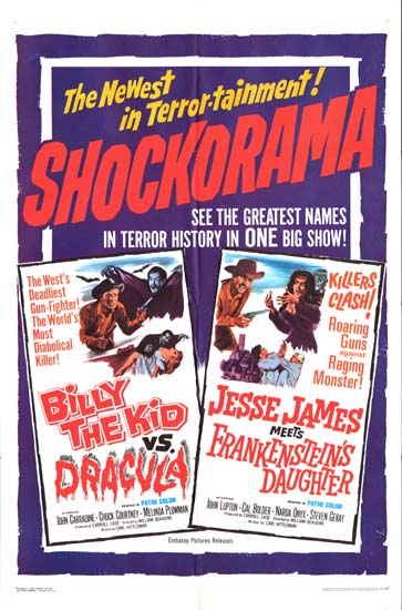 Billy the Kid vs Dracula / Jesse James Meets Frankensteins Daughter US One Sheet movie poster