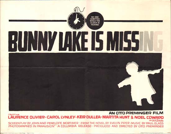 Bunny Lake is Missing US Half Sheet movie poster