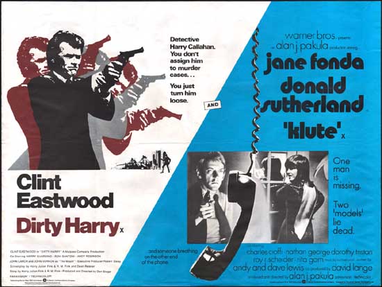 Dirty Harry / Klute UK Quad movie poster