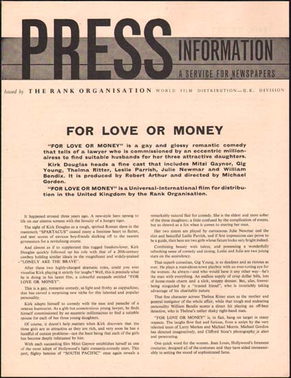 Image 3 of For Love or Money UK Pressbook