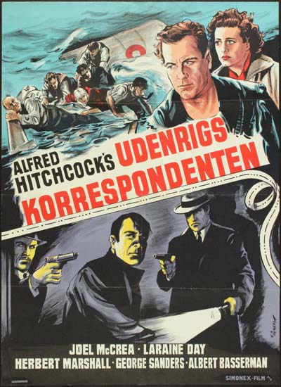Foreign Correspondent Danish One Sheet movie poster
