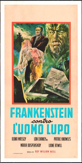 Frankenstein Meets the Wolf Man Italian Locandina movie poster