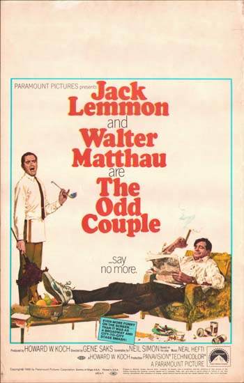 Odd Couple, The US Window Card movie poster